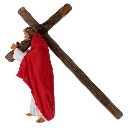 Jesus carrying the cross, terracotta statue for Neapolitan Easter Creche of 30 cm 8