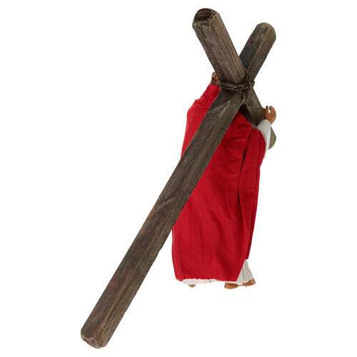 Jesus carrying the cross, terracotta statue for Neapolitan Easter Creche of 30 cm 9