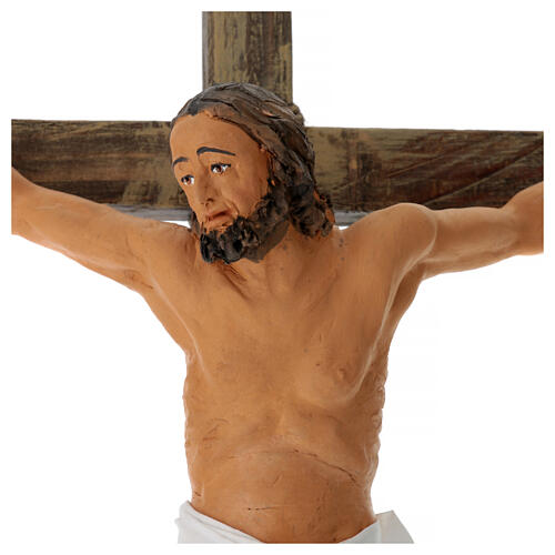 Crocifissone scena presepe napoletano pasquale terracotta 3 pz h 30 cm 4