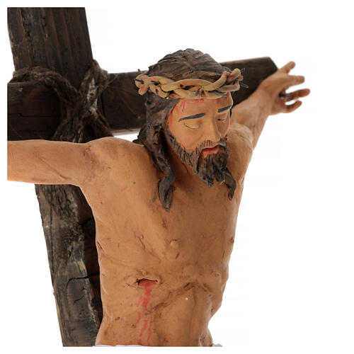 Crocifissone scena presepe napoletano pasquale terracotta 3 pz h 30 cm 8