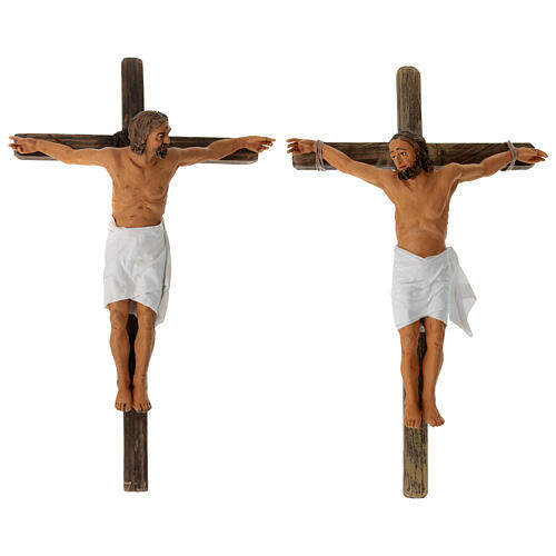 Crucifixion of the two thieves, terracotta statues for Neapolitan Easter Creche of 30 cm 1