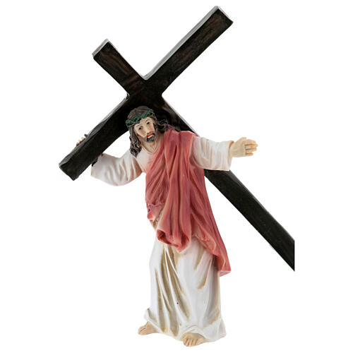 Scena Gesù porta croce tre Marie resina 9 cm 2