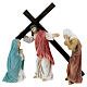 Scena Gesù porta croce tre Marie resina 9 cm s3