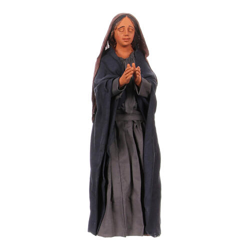 Statue femme en larmes terre cuite crèche de Pâques 30 cm Naples 1