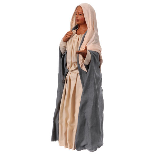 Donna che sorride in terracotta per presepe pasquale 30 cm Napoli 3