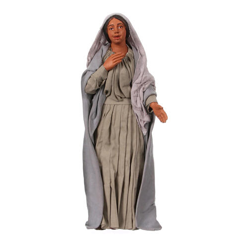 Femme joyeuse terre cuite crèche de Pâques 30 cm Naples 1