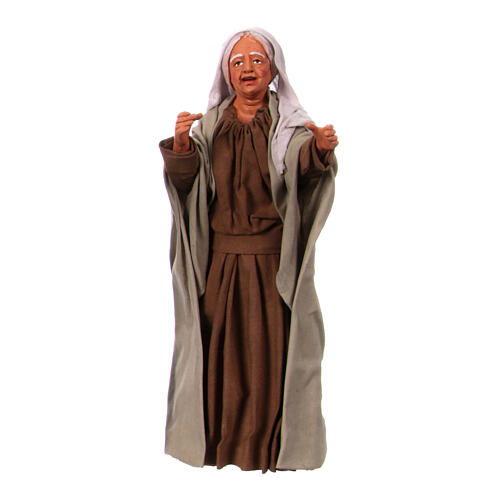 Statue femme joyeuse terre cuite crèche de Pâques napolitaine 30 cm 1