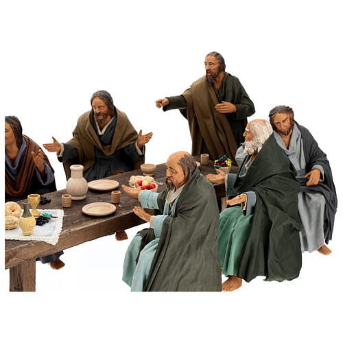 Last Supper, table and figurines for 30 cm Neapolian Easter Creche 9
