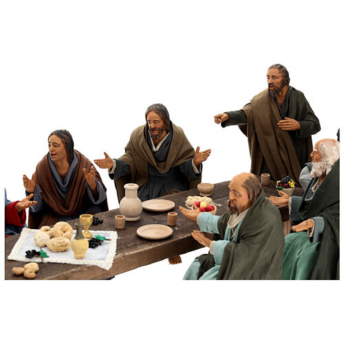 Ultima cena tavolo apostoli presepe pasquale terracotta Napoli h 30 cm 7
