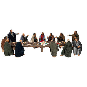 Ostatnia wieczerza stół i apostołowie, terakota, szopka wielkanocna z Neapolu 30 cm