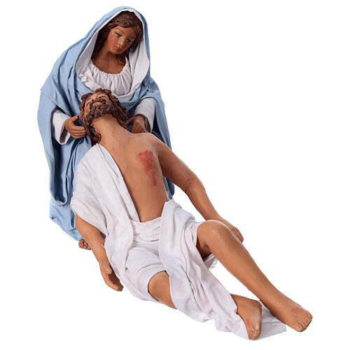 Pietà Maria und Jesus österliche Krippenfigur aus Neapel 2 Stück Terrakotta 24 cm 1