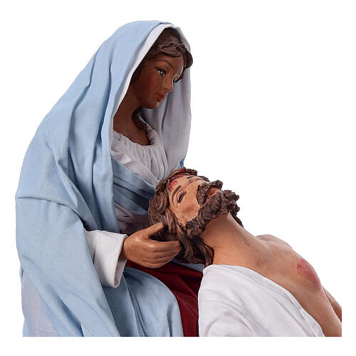 Pietà Maria und Jesus österliche Krippenfigur aus Neapel 2 Stück Terrakotta 24 cm 2