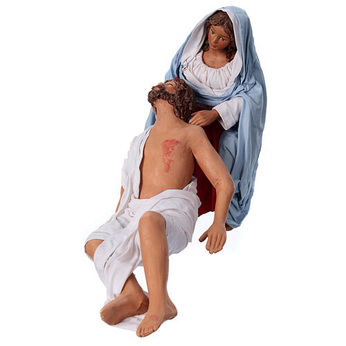 Pietà for 24 cm Neapolitan Easter Creche, set of 2, terracotta 3