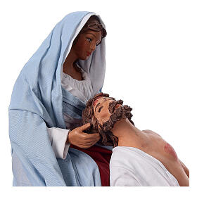 Pietà Maria e Jesus presépio de Páscoa napolitano 2 peças terracota 24 cm