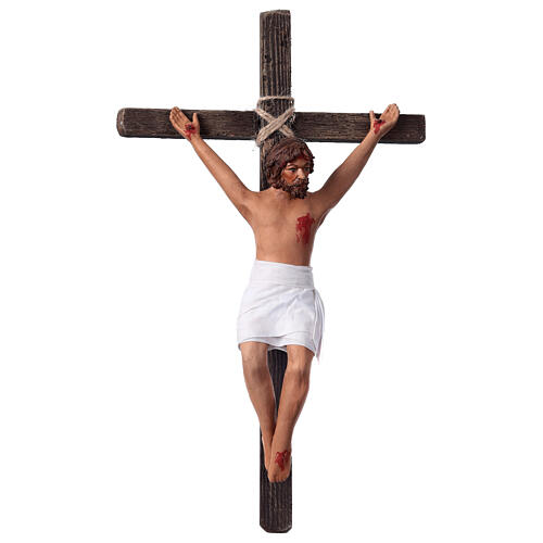 Crucifixion Jésus terre cuite crèche pascale napolitaine 24 cm 1