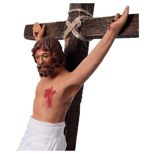 Crucifixion Jésus terre cuite crèche pascale napolitaine 24 cm 2