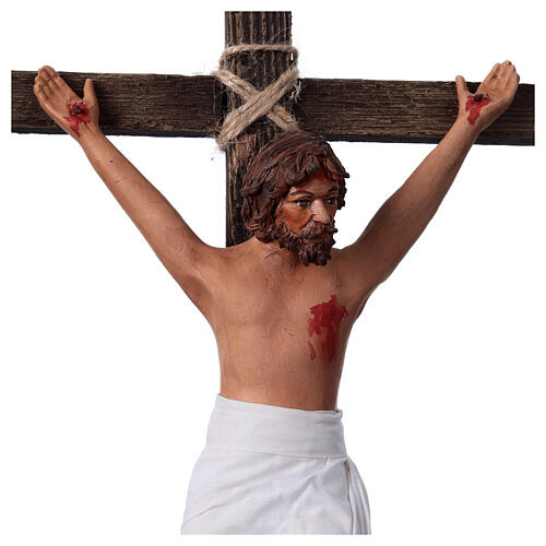 Crucifixion Jésus terre cuite crèche pascale napolitaine 24 cm 4