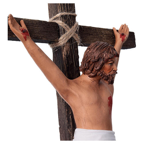 Crucifixion Jésus terre cuite crèche pascale napolitaine 24 cm 6