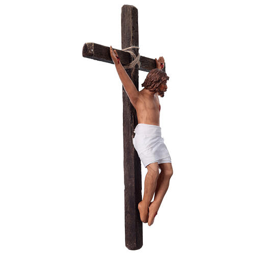 Crucifixion Jésus terre cuite crèche pascale napolitaine 24 cm 7