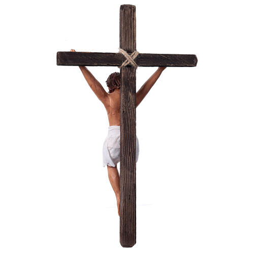 Crucifixion Jésus terre cuite crèche pascale napolitaine 24 cm 8