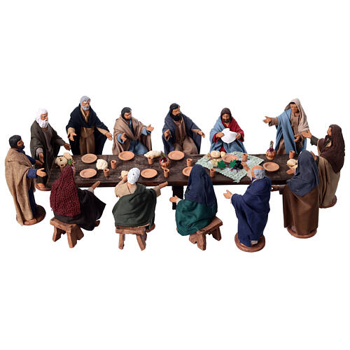 Last Supper scenefor 24 cm Neapolitan Easter Creche, set of 14, terracotta 1