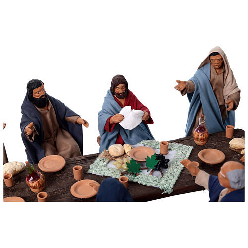 Last Supper scenefor 24 cm Neapolitan Easter Creche, set of 14, terracotta 2