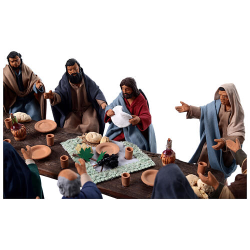 Last Supper scenefor 24 cm Neapolitan Easter Creche, set of 14, terracotta 4