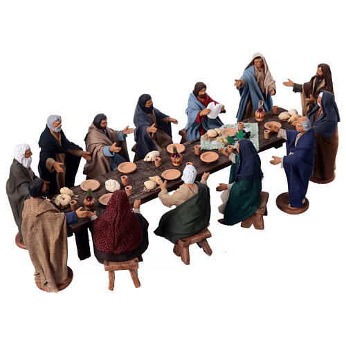 Last Supper scenefor 24 cm Neapolitan Easter Creche, set of 14, terracotta 5