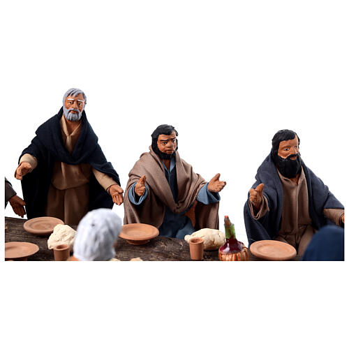 Last Supper scenefor 24 cm Neapolitan Easter Creche, set of 14, terracotta 6