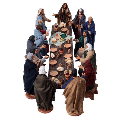 Last Supper scenefor 24 cm Neapolitan Easter Creche, set of 14, terracotta 7