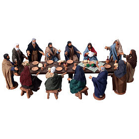 Cena da Última Ceia em terracota para presépio de Páscoa napolitano 13 cm