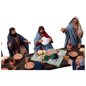 Cena da Última Ceia em terracota para presépio de Páscoa napolitano 13 cm
