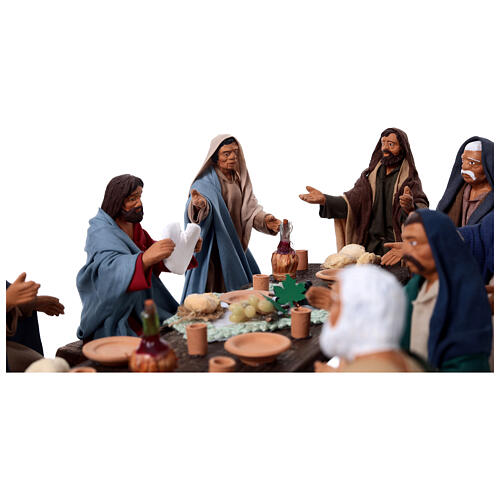 Cena da Última Ceia em terracota para presépio de Páscoa napolitano 13 cm 10