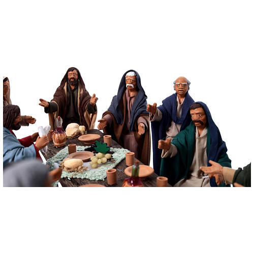Cena da Última Ceia em terracota para presépio de Páscoa napolitano 13 cm 12