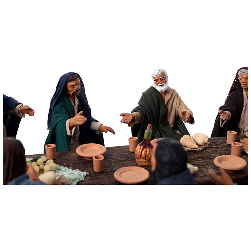 Cena da Última Ceia em terracota para presépio de Páscoa napolitano 13 cm 14