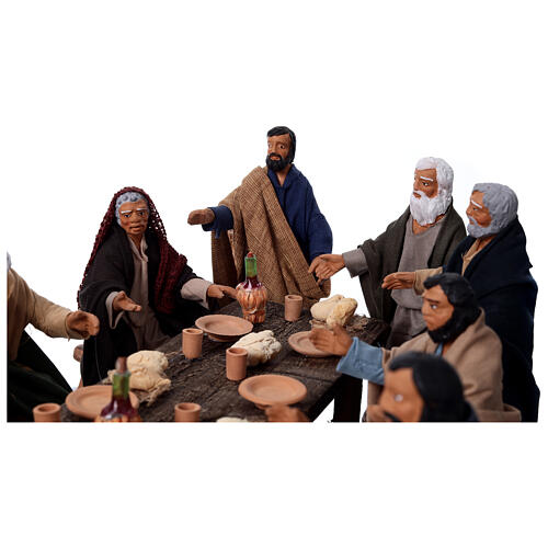 Cena da Última Ceia em terracota para presépio de Páscoa napolitano 13 cm 16