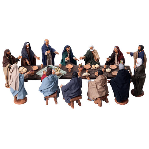 Cena da Última Ceia em terracota para presépio de Páscoa napolitano 13 cm 23