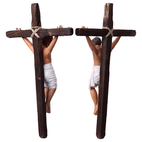 Robbers' crucifixion for 24 cm Neapolitan Easter Creche, set of 2, terracotta 12