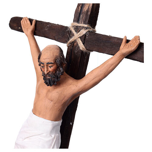 Ladrões crucificados presépio Páscoa napolitano 24 cm 3