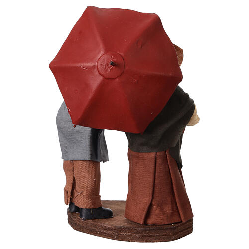 Couple personnes âgées avec parapluie 10 cm crèche napolitaine 5