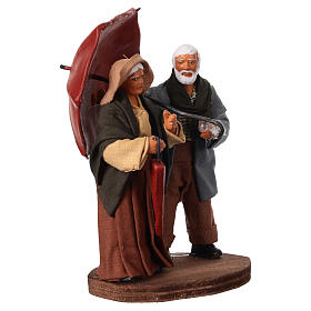 Coppia anziani con ombrello 10 cm Presepe Napoletano