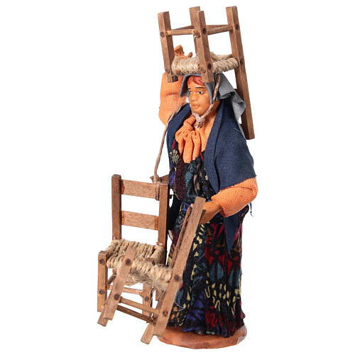 Woman with 4 chairs for 10 cm Neapolitan Nativity Scene 3