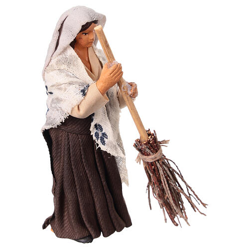 Frau beim Fegen, neapolitanischer Stil – für 10 cm Krippe 3