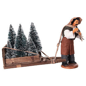 Vendeur de sapins de Noël charrette terre cuite 10 cm crèche napolitaine