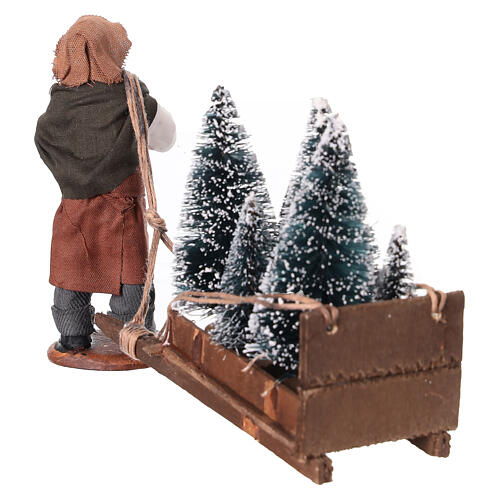 Vendeur de sapins de Noël charrette terre cuite 10 cm crèche napolitaine 4