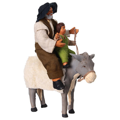 Vater und Sohn auf Esel, Szene im neapolitanischen Stil, für 13 cm Krippe 4
