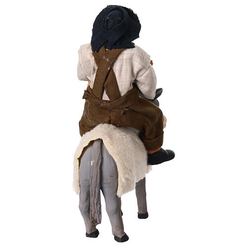 Vater und Sohn auf Esel, Szene im neapolitanischen Stil, für 13 cm Krippe 5