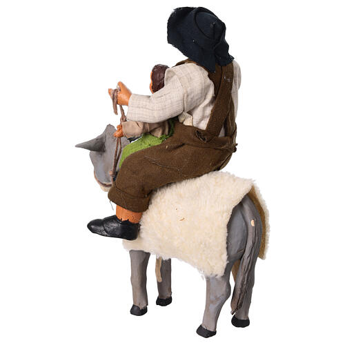 Father and son on a donkey for 13 cm Neapolitan Nativity Scene 6