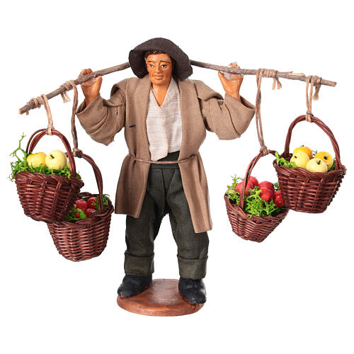 Man with 4 baskets of apples for 13 cm Neapolitan Nativity Scene 1