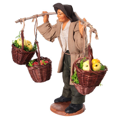 Man with 4 baskets of apples for 13 cm Neapolitan Nativity Scene 2